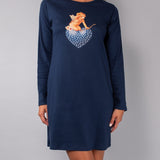 Camicia da notte scollo a barchetta L. 90 - BLU - A - BLU - DO28