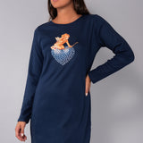 Camicia da notte scollo a barchetta L. 90 - BLU - A - BLU - DO28