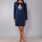 Camicia da notte scollo a barchetta L. 90 - BLU - A - BLU - DO28
