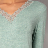 Camicia da notte scollo a V L 90 - SALVIA MELANGE - A - SALVIA MELANGE - MC28