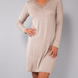 Camicia da notte scollo a V L 90 - TORTORA MELANGE - A - TORTORA MELANGE - MC28