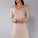 Camicia da notte scollo a V L 90 - TORTORA MELANGE - A - TORTORA MELANGE - MC28