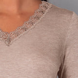 Camicia da notte scollo a V L 90 - TORTORA MELANGE - A - TORTORA MELANGE - MC28