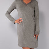 Camicia da notte scollo a V L 90 - GRIGIO SCURO MELANGE - A - GRIGIO SCURO MELANGE - MC28