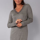 Camicia da notte scollo a V L 90 - GRIGIO SCURO MELANGE - A - GRIGIO SCURO MELANGE - MC28