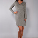 Camicia da notte scollo a V L 90 - GRIGIO SCURO MELANGE - A - GRIGIO SCURO MELANGE - MC28