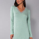 Camicia da notte scollo V L.125 - SALVIA MELANGE - A - SALVIA MELANGE - MC29