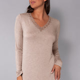 Camicia da notte scollo V L.125 - TORTORA MELANGE - A - TORTORA MELANGE - MC29