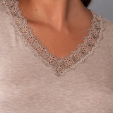 Camicia da notte scollo V L.125 - TORTORA MELANGE - A - TORTORA MELANGE - MC29