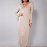 Camicia da notte scollo V L.125 - TORTORA MELANGE - A - TORTORA MELANGE - MC29