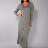 Camicia da notte scollo V L.125 - GRIGIO SCURO MELANGE - A - GRIGIO SCURO MELANGE - MC29