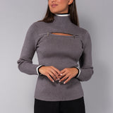 Maglia a coste con zip - - AS51