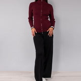Maglia a coste con zip - BORDEAUX - AS52