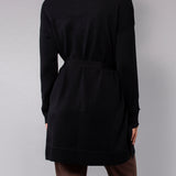 Cardigan lungo con cintura - NERO - BE70