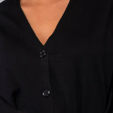 Cardigan lungo con cintura - NERO - BE70