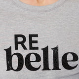 Maglia con stampa e strass - GRIGIO MELANGE - BR11