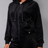 Felpa ciniglia con zip e cappuccio - NERO - CI51
