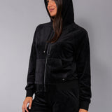 Felpa ciniglia con zip e cappuccio - NERO - CI51