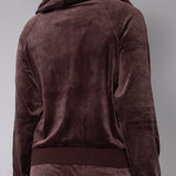 Felpa ciniglia con zip e cappuccio - DARK COFFEA - CI51