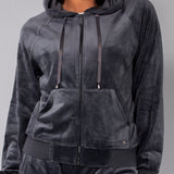 Felpa ciniglia con zip e cappuccio - DARK GREY - CI51
