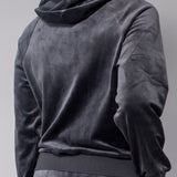 Felpa ciniglia con zip e cappuccio - DARK GREY - CI51