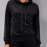 Felpa ciniglia con collo coulisse - NERO - CI52