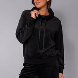Felpa ciniglia con collo coulisse - NERO - CI52