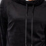 Felpa ciniglia con collo coulisse - NERO - CI52