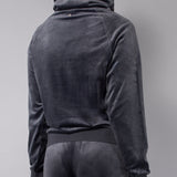 Felpa ciniglia con collo coulisse - DARK GREY - CI52