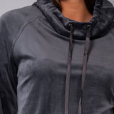 Felpa ciniglia con collo coulisse - DARK GREY - CI52