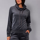 Felpa ciniglia con collo coulisse - DARK GREY - CI52