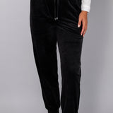 Pantalone ciniglia con polsino - NERO - CI60