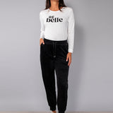 Pantalone ciniglia con polsino - NERO - CI60