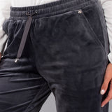 Pantalone ciniglia con polsino - DARK GREY - CI60