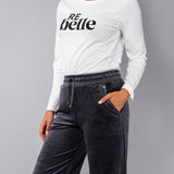 Pantalone largo ciniglia - DARK GREY - CI61