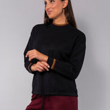 Maglia girocollo a costine - NERO - HA50