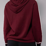 Felpa con zip e cappuccio a costine - BORDEAUX - HA51