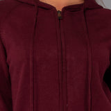 Felpa con zip e cappuccio a costine - BORDEAUX - HA51