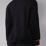 Felpa con zip a costine - NERO - HA52