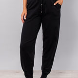 Pantalone con polsino a costine - NERO - HA61