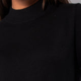 Abito lungo collo alto a costine - NERO - HA80