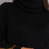 Abito lungo collo alto a costine - NERO - HA80