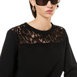 Felpa girocollo con pizzo - NERO - LH50