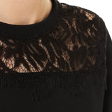 Felpa girocollo con pizzo - NERO - LH50
