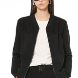 Felpa zip con pizzo - NERO - LH51