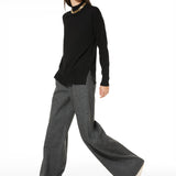 Maglia girocollo in viscosa - NERO - LM50