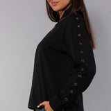 Felpa con zip e borchie - NERO - MA50