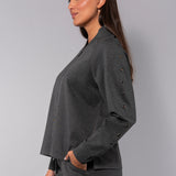 Felpa con zip e borchie - GRIGIO MELANGE - MA50