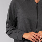 Felpa con zip e borchie - GRIGIO MELANGE - MA50