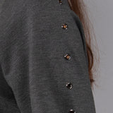 Felpa con zip e borchie - GRIGIO MELANGE - MA50
